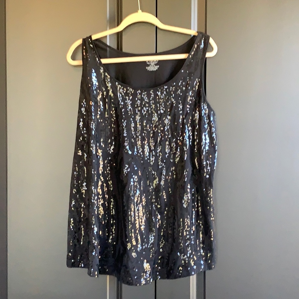 Black on black sequined blouse